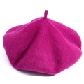 Classic rose red wool beret hat for women with a stylish minimalist artist design - M (56-58cm) / Rose Red