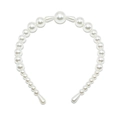 Detailed view of handmade white pearl headband with elegant gradient beads and drop charms - Teardrop Pearl Style (Custom Order)