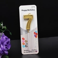 Golden number 7 glitter birthday candle for cake decoration in blister packaging - Number 7