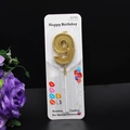 Sparkling gold glitter number 9 birthday candle in retail blister card packaging - Number 9