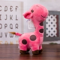 Pink plush giraffe toy with brown spots, soft texture and hanging suction cup feature - Deep Pink / 18cm