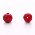 Close-up of vibrant red round wooden craft beads with central hole for DIY jewelry - Dark Red