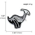 Black and white Parasaurolophus dinosaur skeleton enamel pin in zinc alloy, 3.0cm wide - Parasaurolophus Skeleton