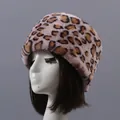Faux fur winter pillbox hat for women in a lotus pink leopard print pattern - One Size / Lotus Pink Leopard Print