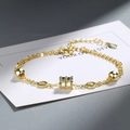 Golden S925 sterling silver hourglass bracelet with polished beads and chain - Layered Style / Gold