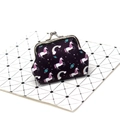 Detail view of unicorn coin purse with vintage metal clasp and rainbow pattern - Unicorn No. 5 (Purple)