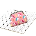 Close-up of pink unicorn print coin purse with vintage silver metal clasp on patterned card - Unicorn No. 3 (Pink)