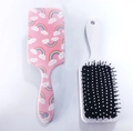 Pink rainbow cloud pattern and white square cushion brushes for kids hair care - Rainbow