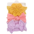3-pack high elastic baby nylon headbands with yellow flower and colorful bows - Yellow/Pink/Purple Style