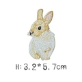 Realistic rabbit embroidery patch in tan and white colors with size 3.2cm x 5.7cm - H-Rabbit (3.2 * 5.7cm)
