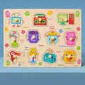 Educational wooden puzzle for toddlers featuring household appliances with easy-grip pegs - Furniture & Appliances