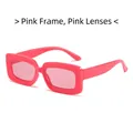 Gafas de sol rectangulares retro con montura rosa y cristales rosa transparentes Y2K - Marco Rojo Lente Rosa