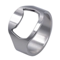 Polished silver stainless steel ring with integrated bottle opener function - Steel