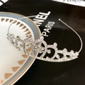 Sparkling silver rhinestone crown hair clip with heart and flower crystal details - Crown Headband No.11