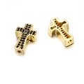 Goldene Kreuzanhänger mit schwarzen Zirkonia für DIY Punk-Schmuckherstellung - Gold Schwarz Zirkonia