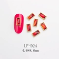 Ruby red crystal nail charm with gold metal frame, LF-D24 model, size 4.6x8.6mm - Ruby Red Gold Frame Style (D24) / 4.6*8.6mm