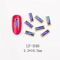 Detail of 4.2x10.5mm blue rectangular nail gem with gold beaded edge for nail art - Blue Gold Frame Long Style (D46)