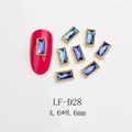 Detail of blue rectangular nail gems with gold beaded edges and size 4.6x8.6mm - Blue Gold Frame Style (D28)