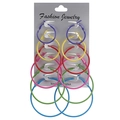 Set di 6 paia di orecchini a cerchio tondi colorati in tonalità neon su cartoncino espositivo - Set da 6 paia / Set Arcobaleno Multicolore (K63-1)