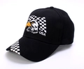Classic black baseball cap with embroidered eagle, USA flag patterns, and white USA text - Adjustable / No.8 Black Eagle Checkered Flag USA