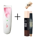 Electric eyelash curler set with dual-ended contour stick in white and pink finish - Electric Curler + Contour Stick