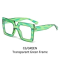Square transparent green frame blue light blocking glasses with unique wavy texture - Green Stripe Transparent Frame