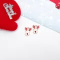 Set of two red and white reindeer pendants with gold metal edges for DIY Christmas jewelry - No.18 White Reindeer Head