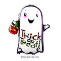 Ghost foil balloon with Trick or Treat text and pumpkin for Halloween party, 32 inch - Large Ghost with Lantern