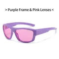 Y2K sporty wraparound sunglasses with purple frames and translucent pink lenses - Purple Frame Pink Lens