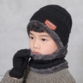 3-piece black knit winter set for kids including hat, neck warmer and gloves - Kids Black