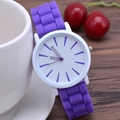 Minimalist ultra-thin silicone watch featuring a white dial and purple strap - Purple