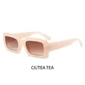 Retro rectangle tea sunglasses C6 with light brown frames and gradient lenses - Tea Frame Gradient Tea Lens