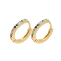 Golden hoop earrings featuring colorful micro-pave crystals in a bohemian style - Gold with Multicolor Zircon