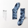 Chaussettes en coton tie-dye bleu et blanc avec texture en maille côtelée élastique - Tie Dye Bleu