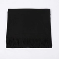 Classic black cashmere feel winter scarf with long tassel fringe, folded flat style - Black