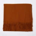 Caramel brown solid color cashmere-feel scarf with thick knit and fringe tassels - Caramel color