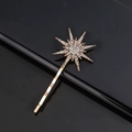 Barrette dorée vintage en forme d'étoile avec cristaux brillants pour femmes et filles - Soleil Or