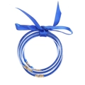 5-piece blue jelly silicone glitter bangles set with decorative satin ribbon bow - Blue