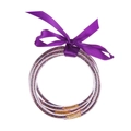 Sparkly jelly glitter bracelets set with a vibrant purple ribbon bow decorative tie - 5 Pieces / Mixed Purple