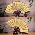 Traditional Chinese 10-inch folding fan with Peony painting and calligraphy - 10-Inch Wealthy Peony
