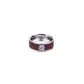 Anello in acciaio inossidabile argento con inserto in legno e zircone centrale - US 7 / Color Acciaio