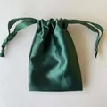 Dark green satin drawstring gift bag with elegant silk-like finish for jewelry storage - 15.5*11.5 / Dark Green