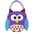 DIY Halloween owl candy bag for kids made of purple felt with colorful wings and beak - Owl Style
