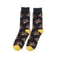 Detail of cotton crew socks featuring cute grey squirrel rowing a red boat pattern - A081-Black Squirrel Rowing