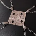 Stainless steel Best Friends Forever puzzle necklace set for four friends - Stainless Steel Color/4Pcs Set
