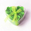 Heart-shaped gift box with green rose scented soaps and matching green organza ribbon bow - Green
