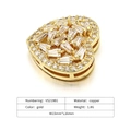 Detail of gold-plated copper heart pendant connector with sparkling zircon micro-pave - Gold with White Stone / Gold