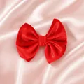 Soft red velvet scallop bow hair clip for girls with elegant plush texture and vibrant color - Red