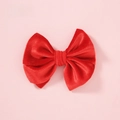 Soft red velvet scallop bow hair clip for girls with elegant plush texture and vibrant color - Red