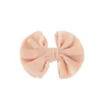 Light peach pink velvet bow hair clip for girls with a soft texture and elegant design - Apricot